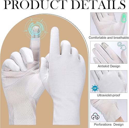 Miniatura 5 de Leumoi 4 pares de guantes UV para mujer, protección solar, ciclismo, conducción, pantalla táctil, guantes