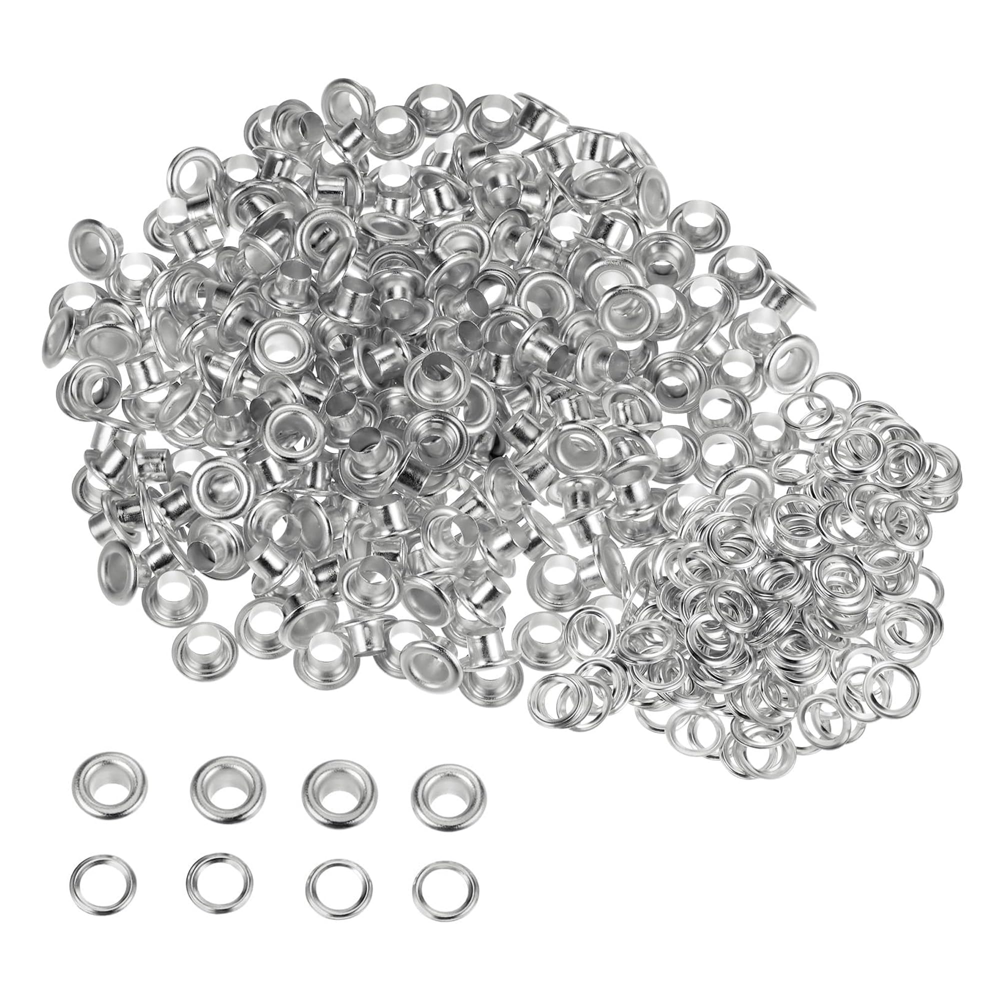 Trimming Shop Silver 5Mm Eyelet With Washers Durable Brass Grommets For Diy Leathercrafts, Sewing & Repair Clothing, Jackets, Scrapbooking, Handbag Decoration, 100Pcs