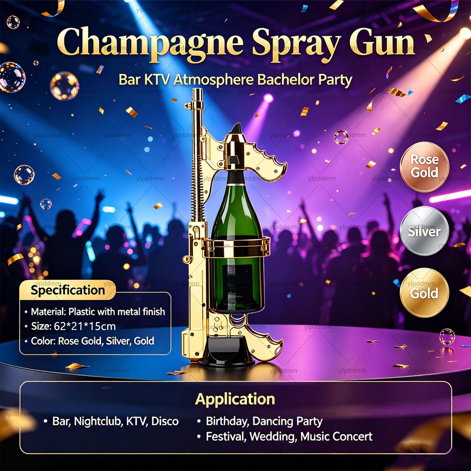 Pistola spara-Champagne,Bottiglia di Champagne Pistola Silver