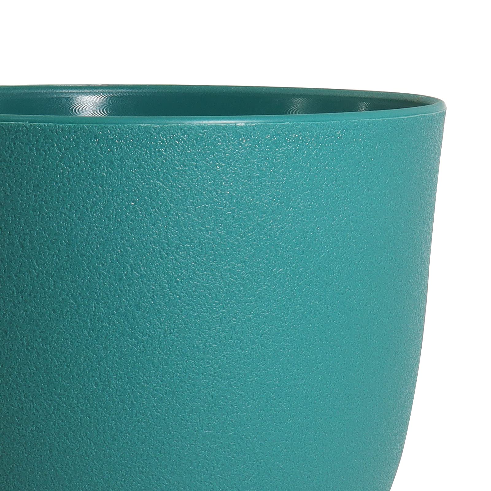 WOUSIWER Set di 3 vasi decorativi moderni in plastica con fori di drenaggio e sottovaso, per piante da appartamento, piante da interno, blu