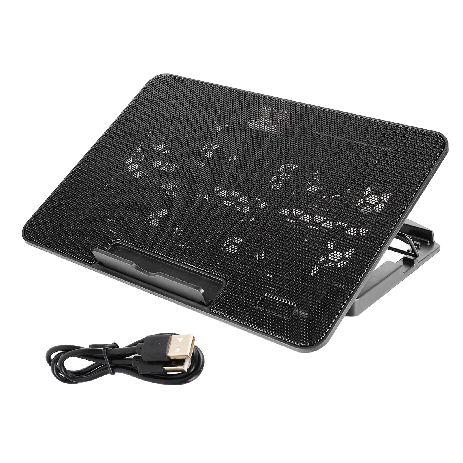 Laptop-Kühlpad mit 6 LED-Lüftern, leises Design, USB-betrieben, schneller Kühlständer für Büro und Heimgebrauch, Kunststoff, Schwarz, kompatibel mit 15,6-Zoll-Laptops und darunter