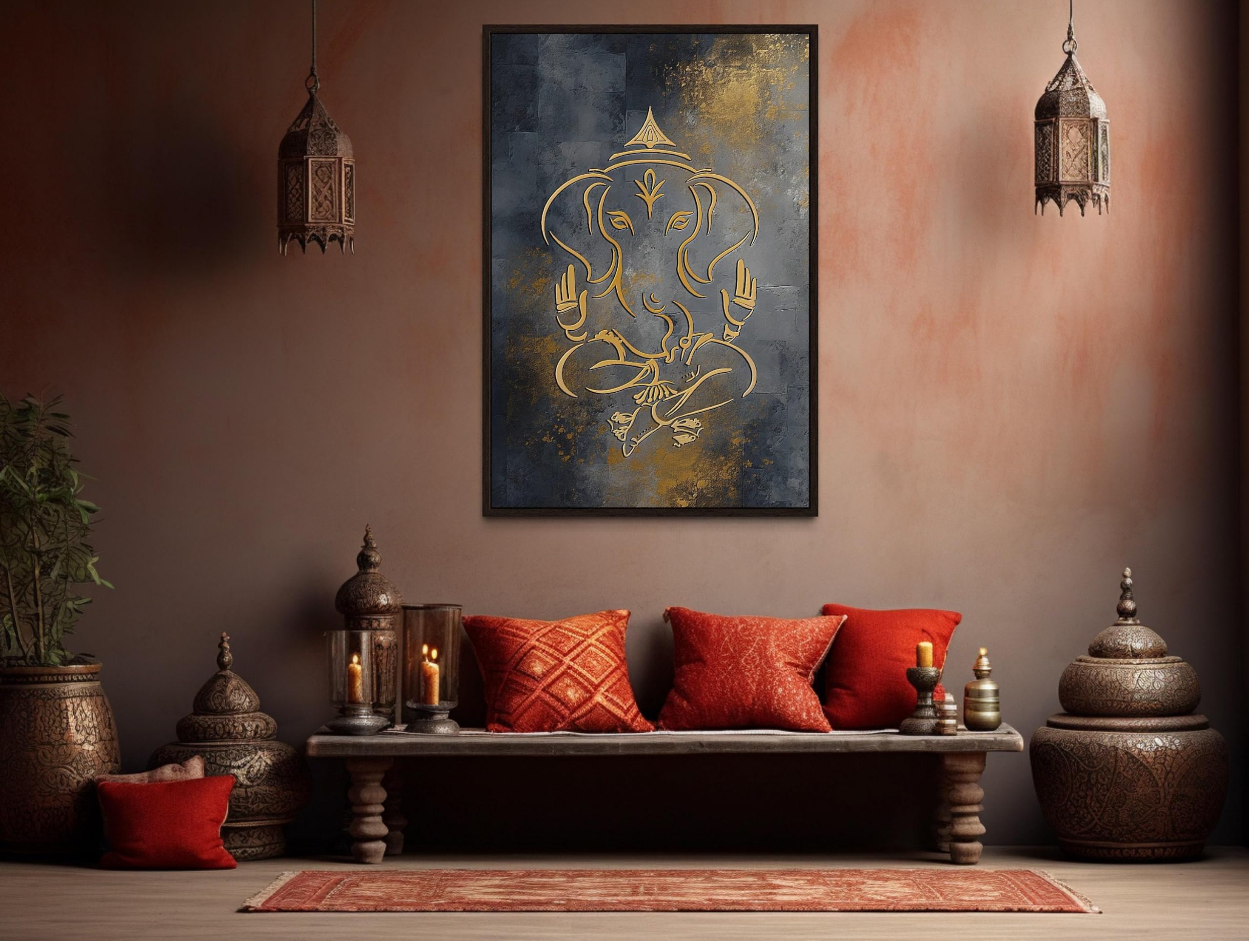 Cuadro minimalista para pared, pintura abstracta con motivos religiosos, impresión en lienzo, decoración para el hogar (70x90cm/con marco)