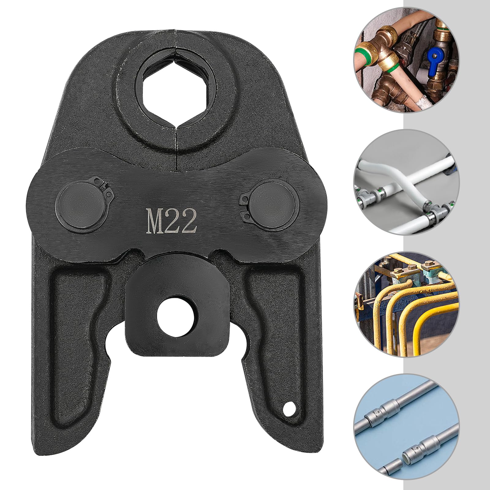 Mordaza de crimpadora compacta, pinzas de presión para pinzas de presión M22 para uso en tubos de cobre, tubos de acero inoxidable y tubos de aluminio con diámetro de tubo de 22 mm