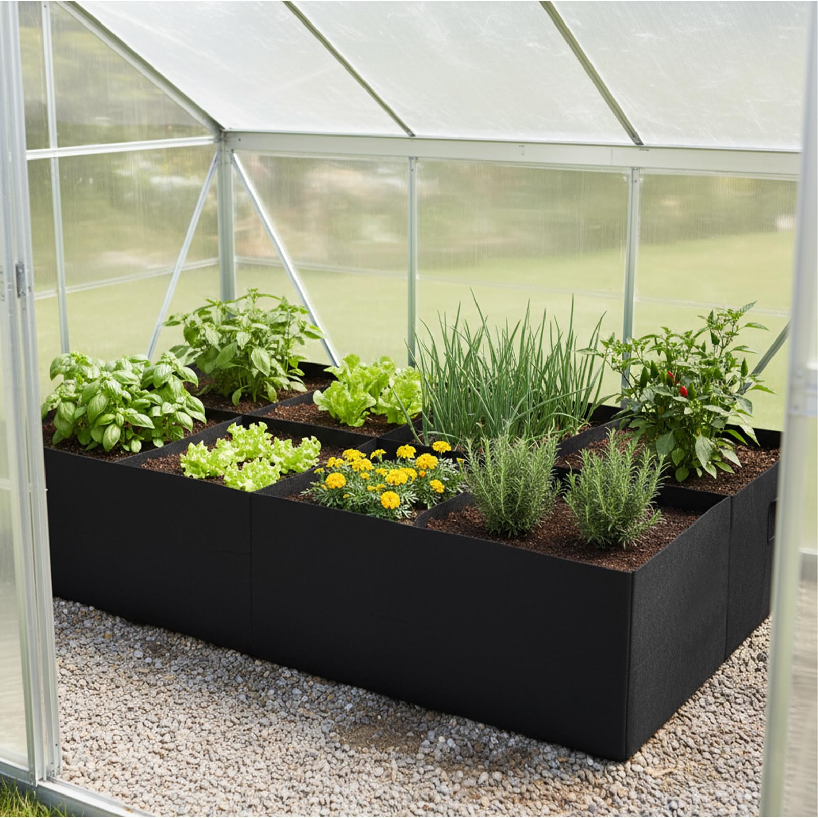 Huerto Urbano Terraza, 180 x 90 x 30 Cm, 8 Bancales para Huerto No Tejida para Plantas, Grandes Macetas, Bolsa de Cultivo de Tela Reutilizable, Macetero Bolsa para Tomates, Flores, Jardinera Exterior