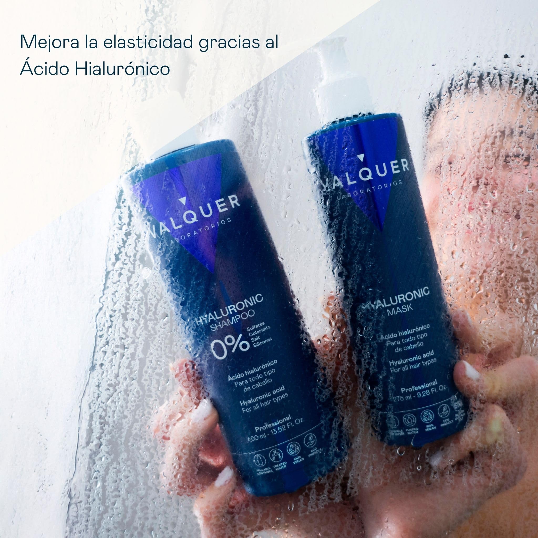 VALQUER Pack Ácido Hialurónico Champú Reparador y Mascarilla Capilar Fórmula Zero | Hidrata y Protege el Cabello Dañado y Seco con Aloe Vera y Keratina | Para Todo tipo de pelo | 1 L + 975 ml