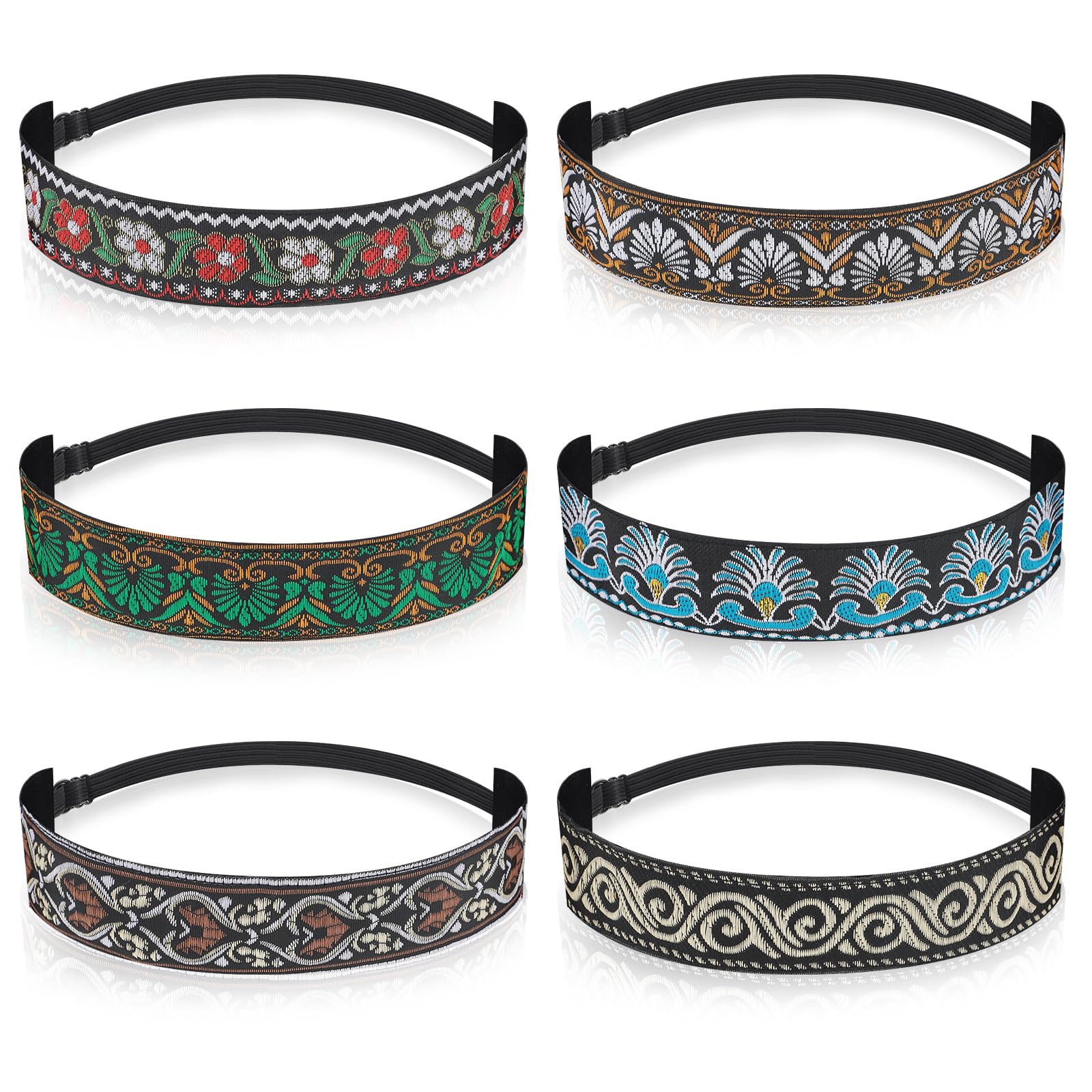 Qianyu6 Pcs Woman Adjustable Headband Non Slip Velvet Lined Retro Style Stretch Cute Headband for Women Girls Elastic Fabric Sport Yoga Work Makeup Stylish Hair Accessories Hairband