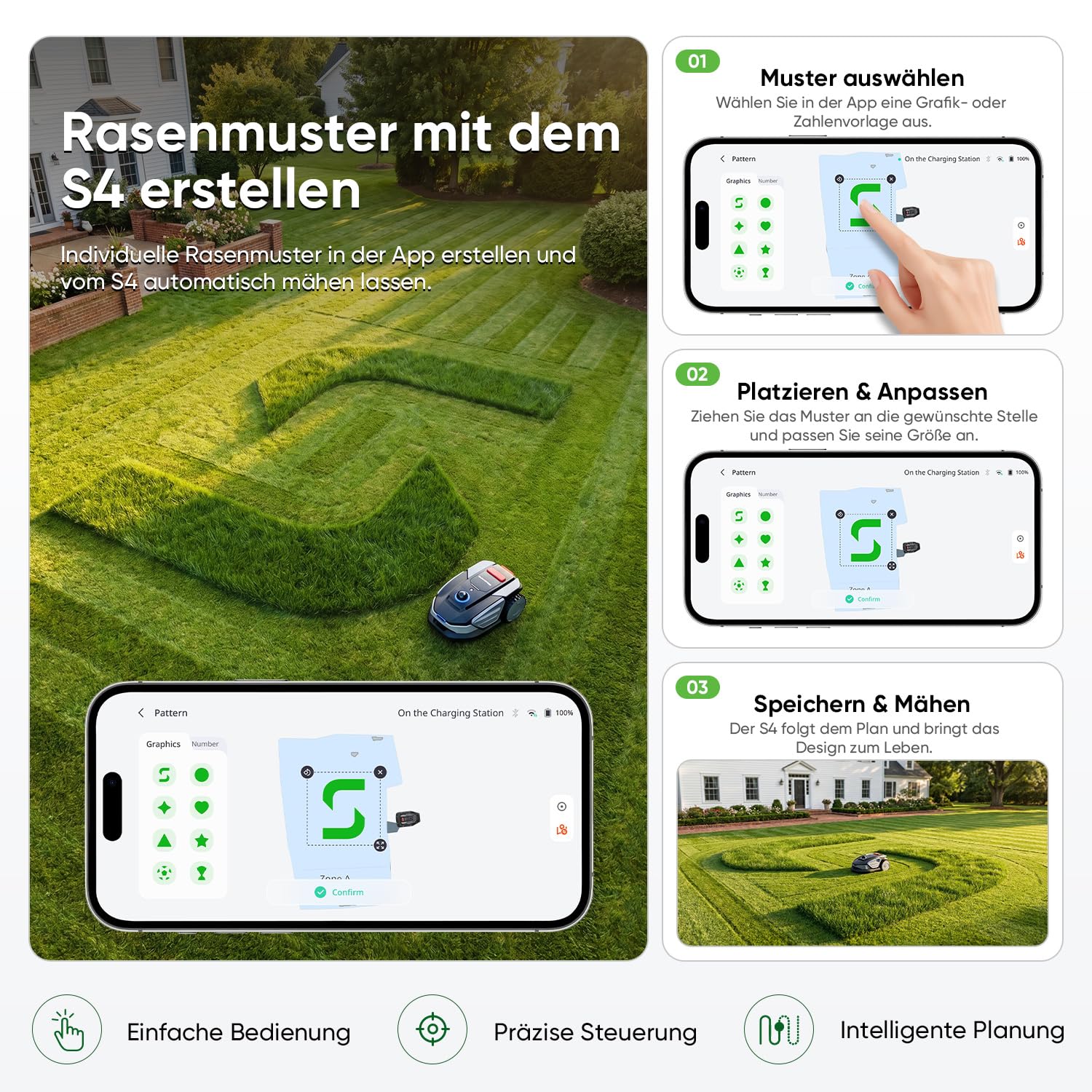 Sunseeker S4 Robot cortacésped inalámbrico perimetral, 1000 m², LiDAR 360°, Vision AI, mapeo automático, gestión multizona, prevención de obstáculos, Pendientes 42%, Control Mediante aplicación