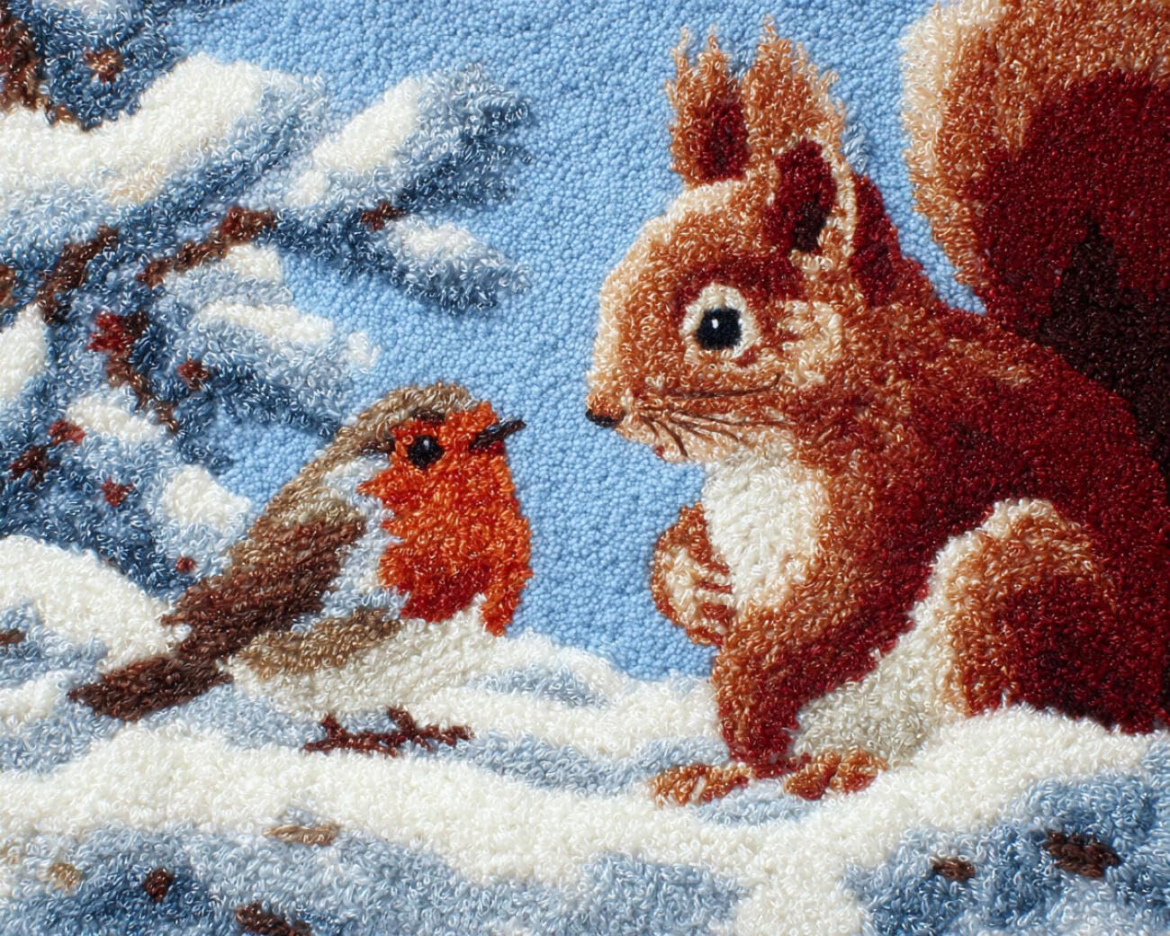 Henypt DIY Latch Hook Rug Kits Squirrels and Birds 80x115cm
