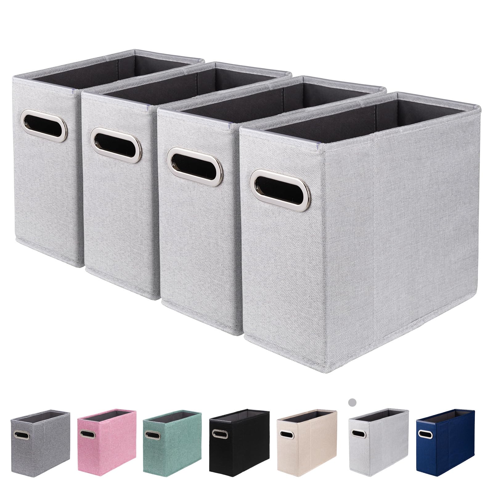 ComfortKeeper 4 Packs Letter Size File Organizer, File Folders Organizer, Fabric Storage Box, Collapsible Paper Organizer with Metal Handle, Smooth