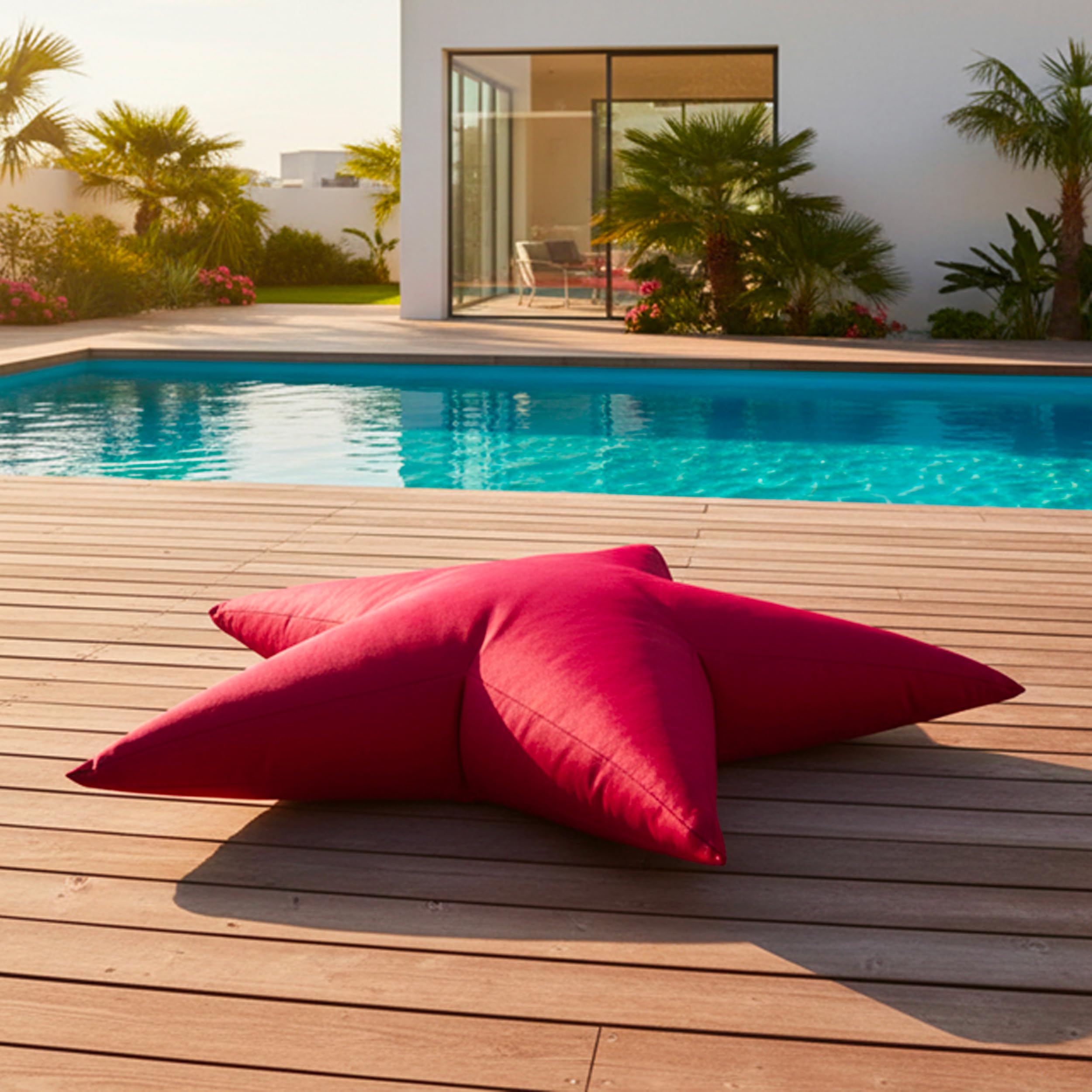 LiveDeco - Pouf Piscina, Stella Marina Rossa, Galleggiante Pool BiG52