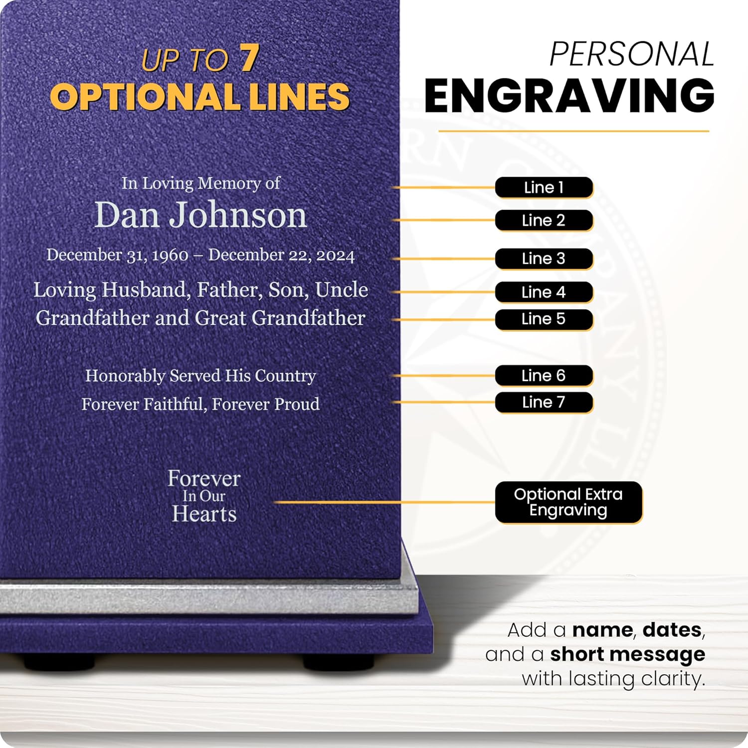 Amaranthine Urn Decorative Cremation Urns for Human Ashes - Customizable Text, Color & Base, Metal Funeral Urns for Adult Men & Women, Burial Memorial Keepsake, Made in USA, Air Force Urn Without Base