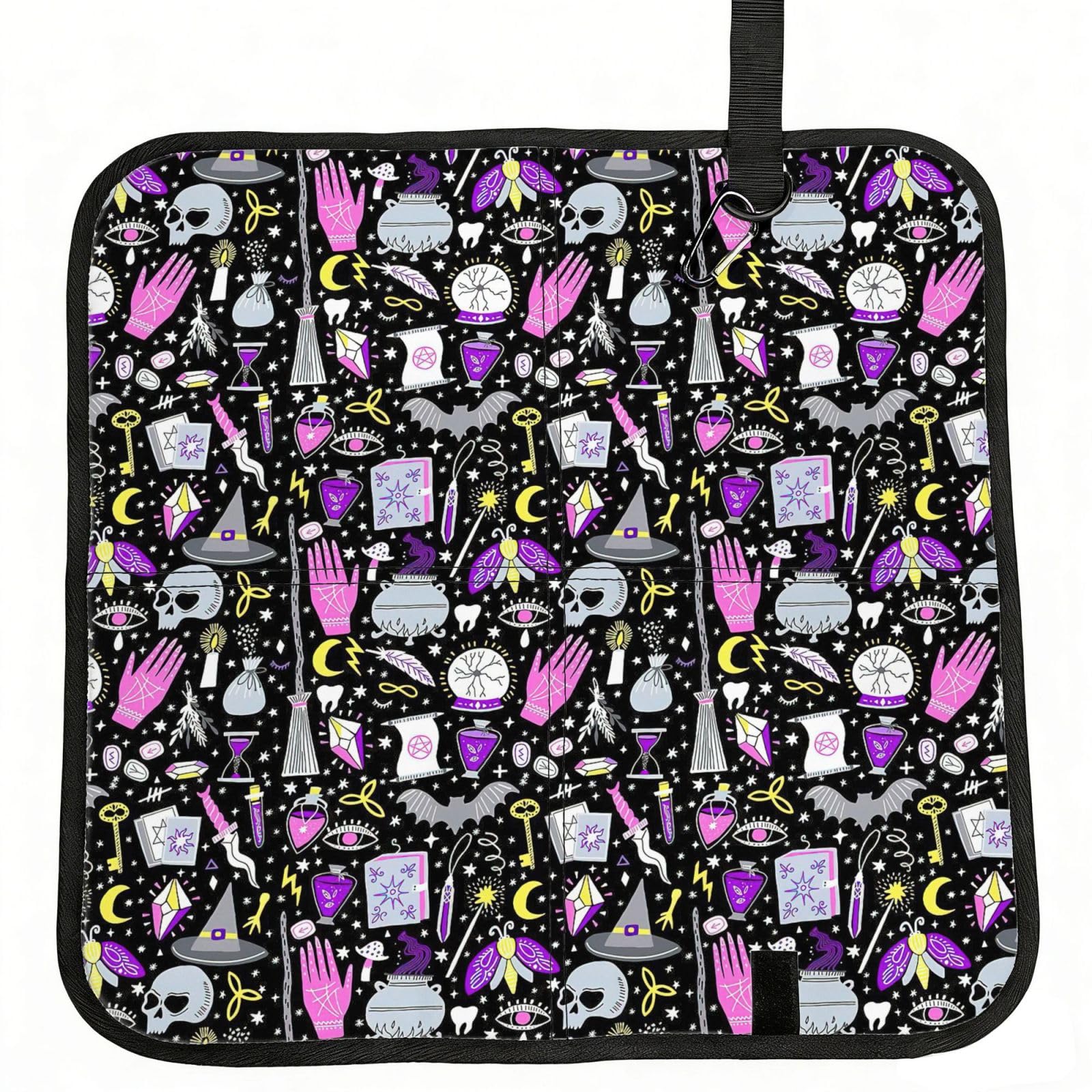 VCzsdff Magic Witch Witchcraft Bohemian Drawing Print Portable Seat Cushion Folding Bleacher Pad Compact Picnic Sitting Mat Polyester 40cm
