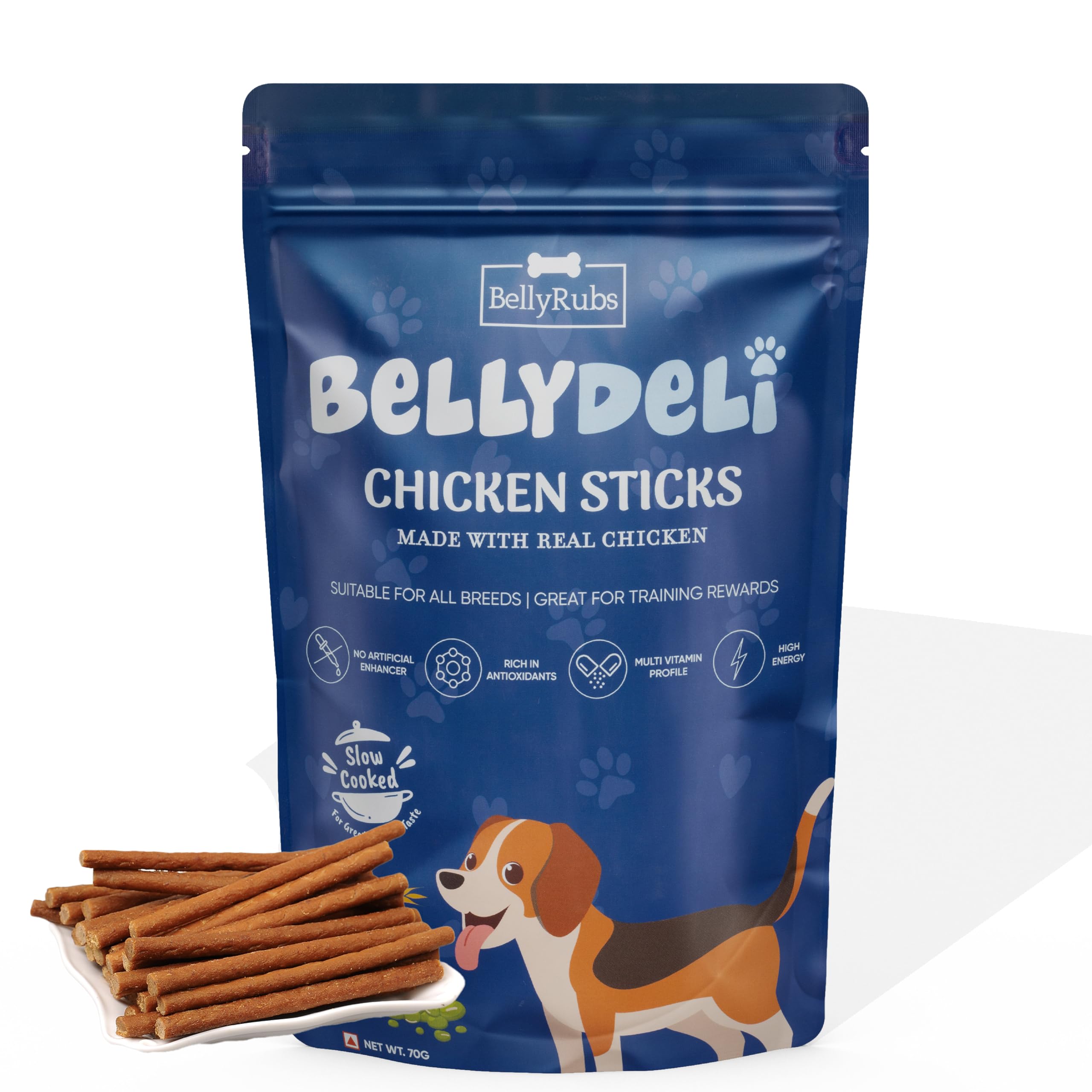 BellyRubs BellyDeli Chicken Sticks Dog Treats - 70g Pet Snacks Rich in Protein - Human Grade Ingredients Puppy, Adult Dog Food for Healthy Bones, Easy to Digest (B0D2XC15GW) Amazon Price History, Amazon Price Tracker