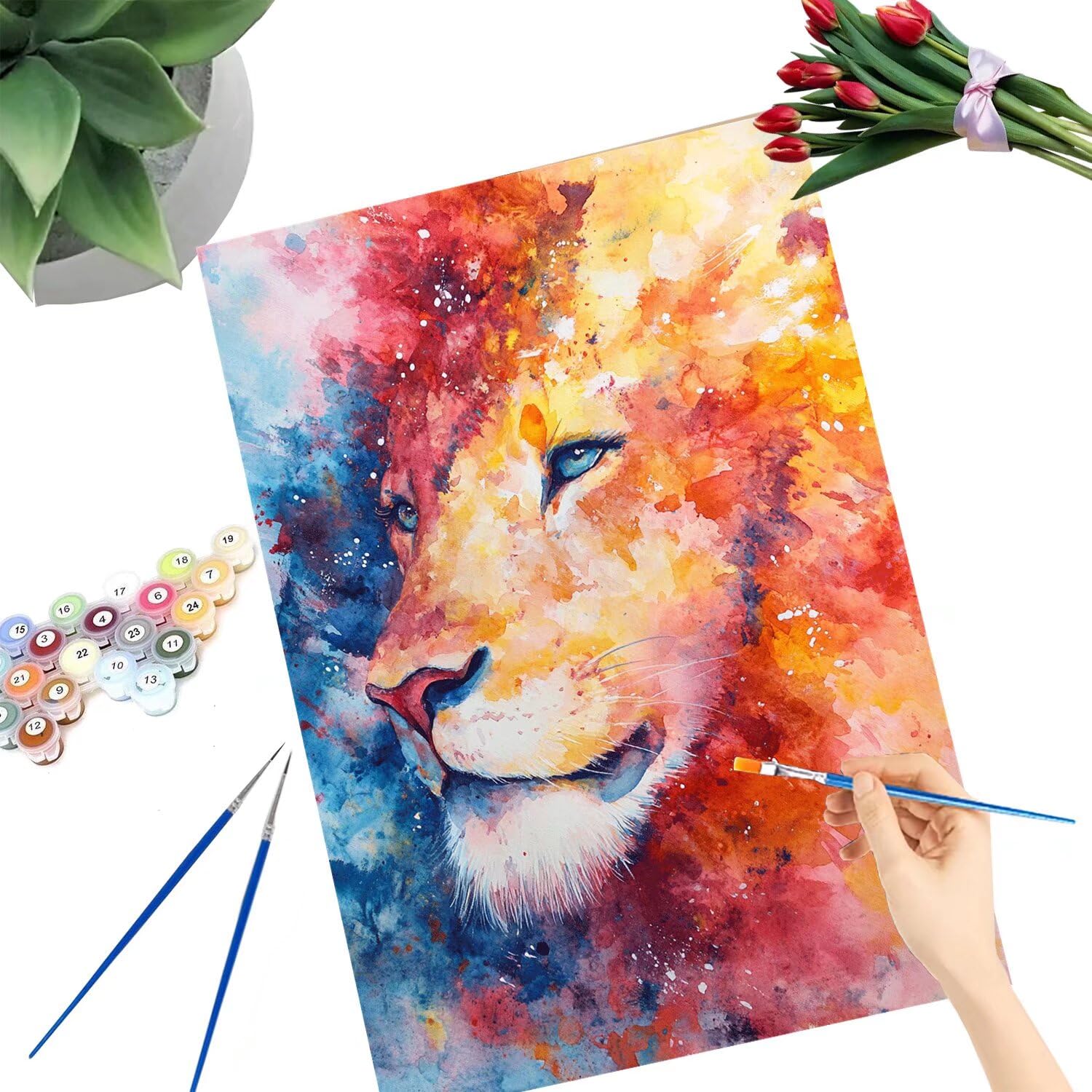 Pintar por Numeros Adultos pintar por numeros niños manualidades niños 10 años, DIY Pintar por Números de Pincel y Pintura acrílica Decoraciones para el Hogar Manualidades, sin Marco 60x80cm C-156