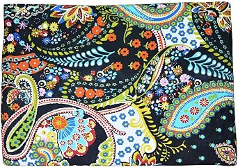 45" Width Floral Print Fabric Cotton Voile Sewing Black Dress Drape Art Craft Fabric by 5 Yard