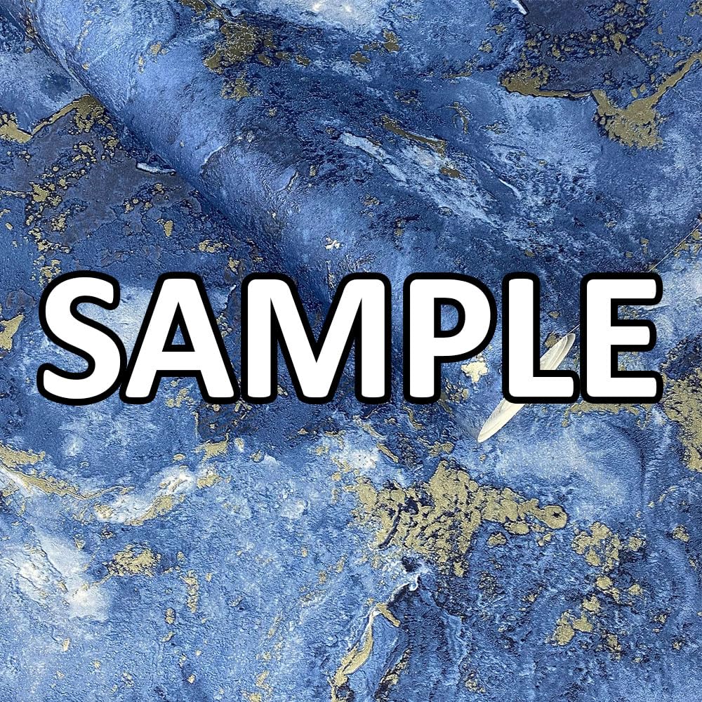 World Of Wallpaper Blue/Gold Luxe Collection Marble Sample - Heavyweight Vinyl Modern Wallpaper For Living Room & Bedroom - Decorative Luxury