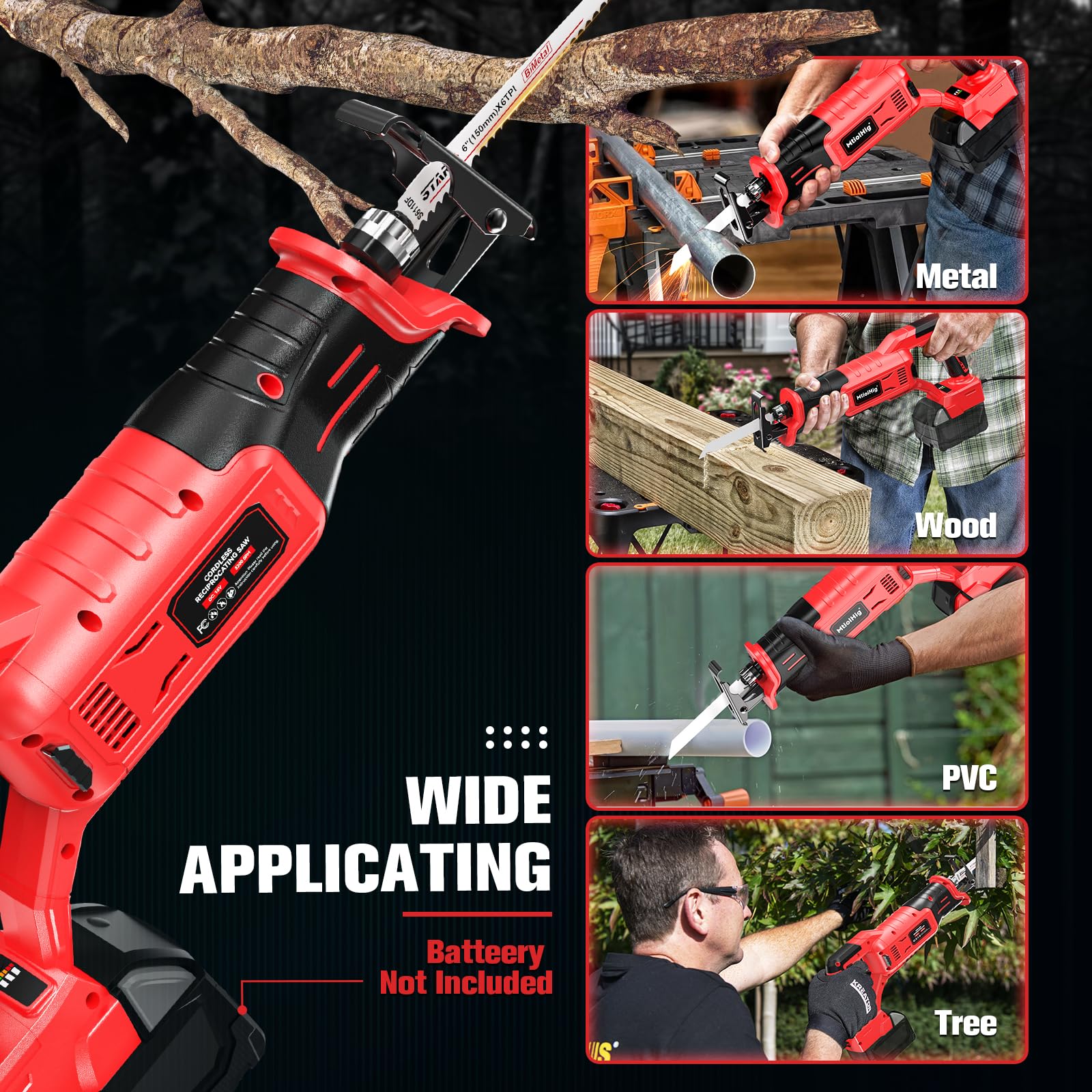 Brushless Reciprocating Saw Compatible With Milwaukee 18V Battery 0-3200 SPM - View #10