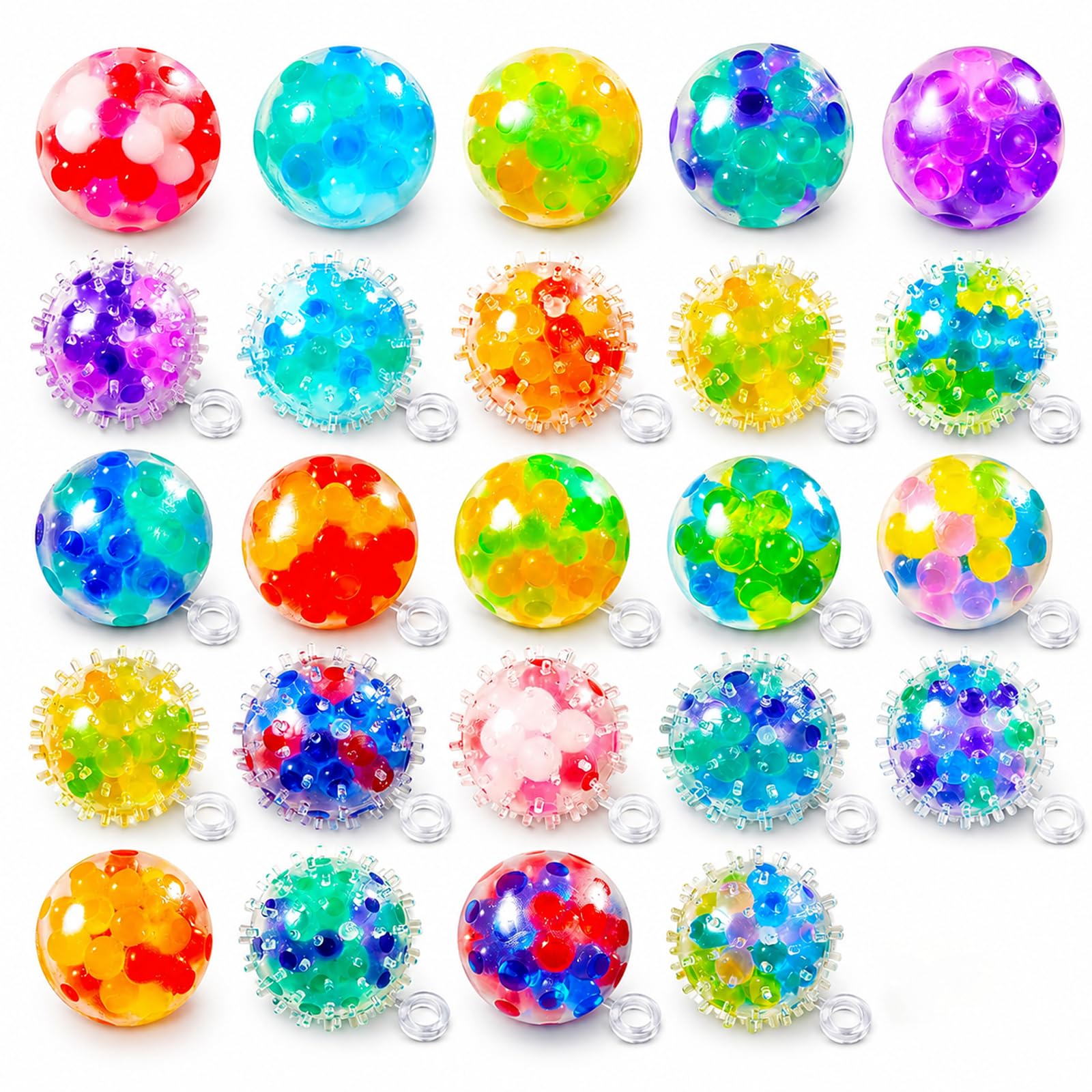 24 Pcs Squishy Stress Ball,Stress Balls for Adults,Portable Quiet Squishy Ball,Squishys Bundle Set,Anxiety Relief and Focus Improvement Squishies Pack for Home,School,Travel