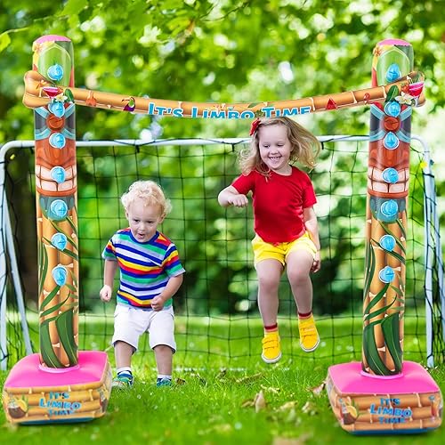 Miniatura 6 de Libima Juego inflable de fiesta de limbo hawaiano, tema tropical, divertido juego hawaiano, accesorios de fiesta, limbo hawaiano inflable para