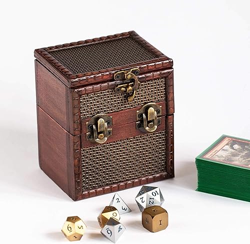 Elven Vault (Chainmail) - Caja de madera para encimera con protector de almacenamiento para TCG, MTG Magic, FaB, YGO, EDH, Commander, Box, dados