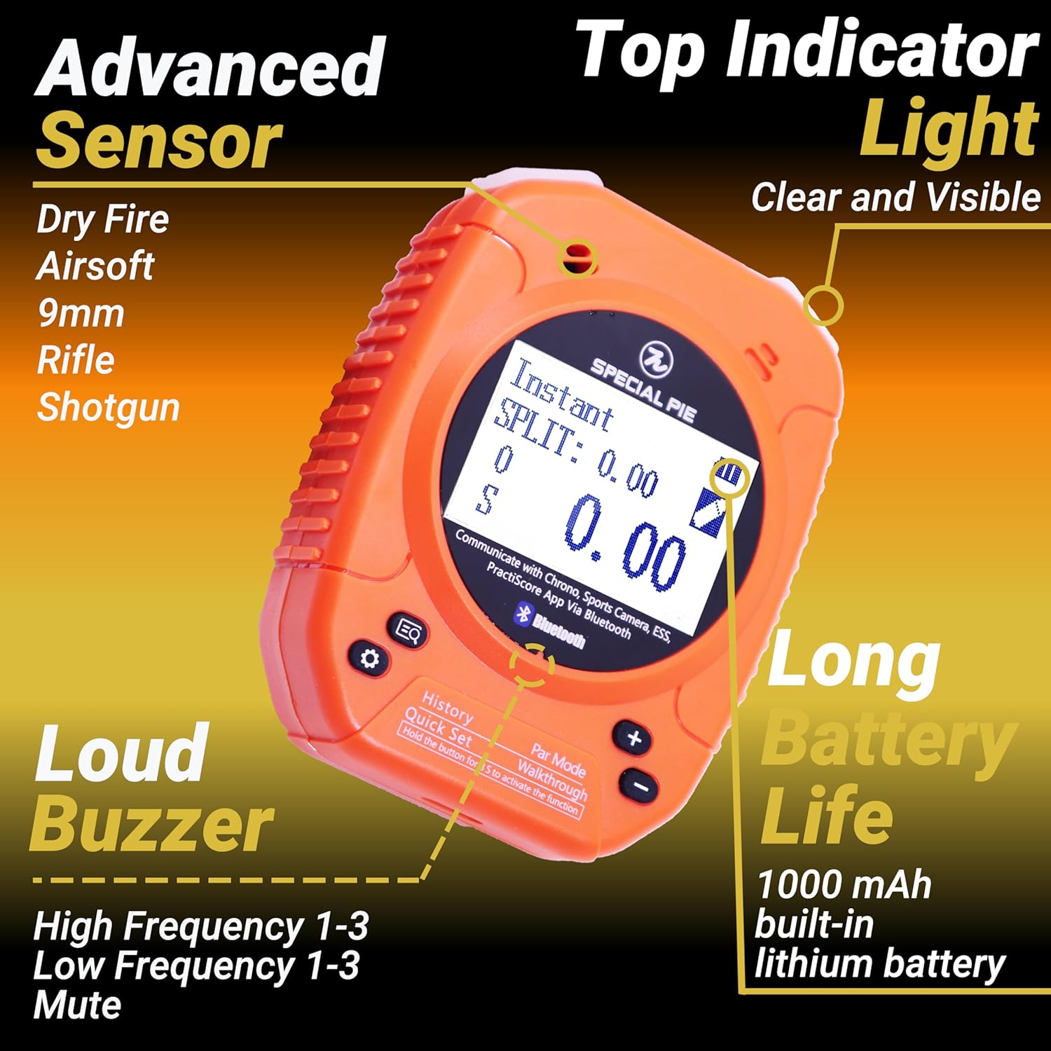 Indesign Shot Timer and Silicone Case Bundle (Orange/Green)