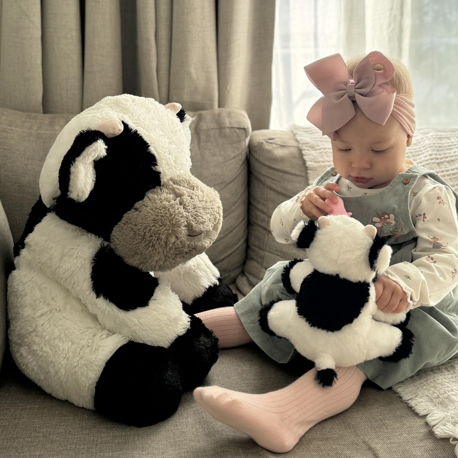 KERTA 2-in-1 Large Cow Stuffed Animals, 20 inch Big Stuffed Mommy Cow with Cute Baby Cow Plush Toy Hugging Soft Plush Pillow for Boys Girls 4
