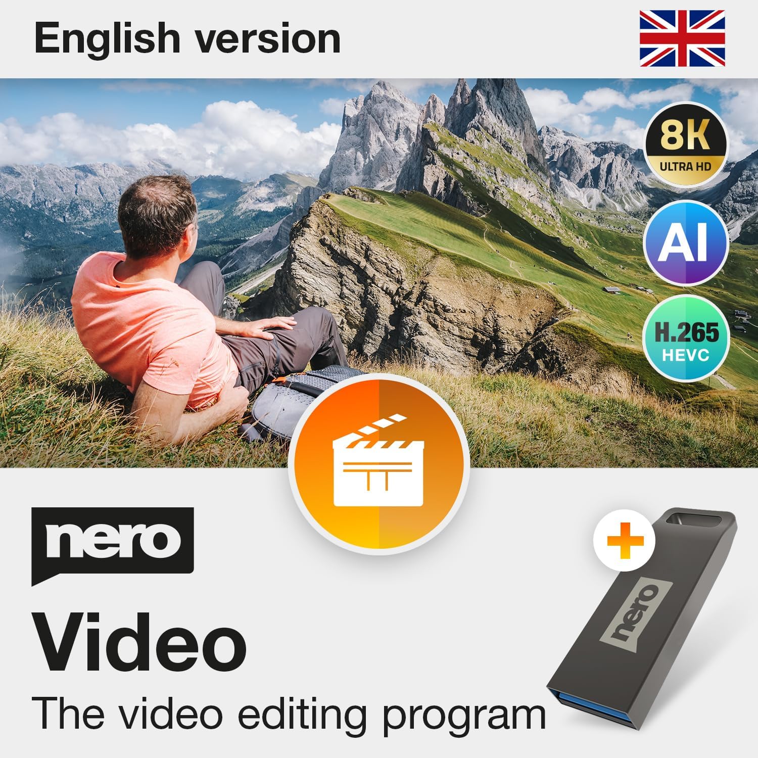 Nero Video 2026 on USB Stick | Video Editing Programme | Create & Edit Videos & Slideshows | 8K/4K/HD | Motion Tracking, Green Screen & PiP | Lifetime Licence | 1 PC | Windows 11/10/8/7