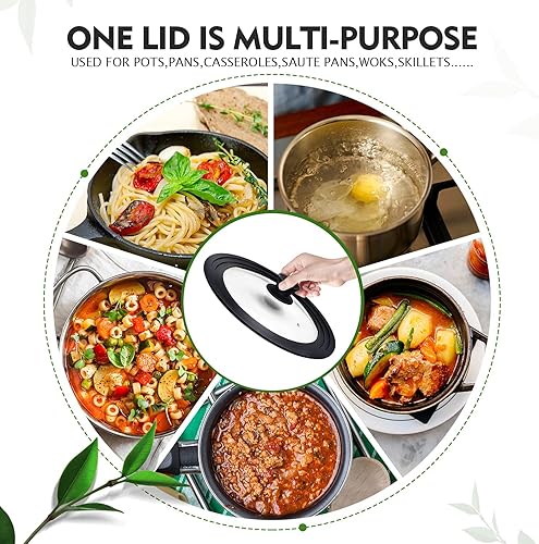 Miniatura 2 de Paquete de 2 tapas universales tapas de silicona para ollas y sartenes, se adapta a utensilios de cocina de 7.5, 8.5, 9.5 y 10, 11 y 12 pulgadas de