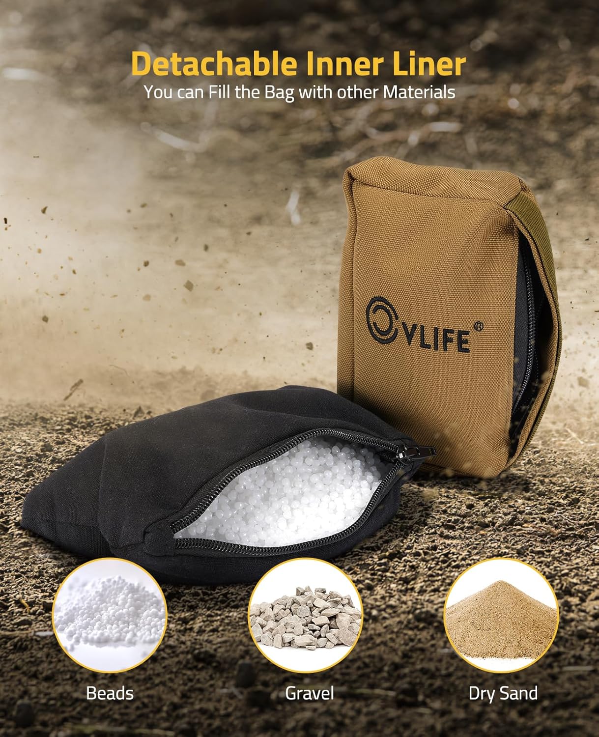 CVLIFE Shooting Rest Bag Pre-Filled Gun Holders Shooting Bags Rest for Long Range Outdoor Range and Hunting - Image 3