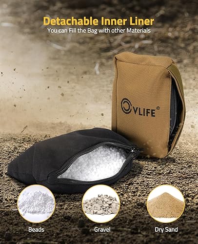 Miniatura 3 de CVLIFE Bolsa de descanso para tiro, soportes para pistolas prellenados, soporte para rifle para largo alcance, al aire libre, alcance y caza