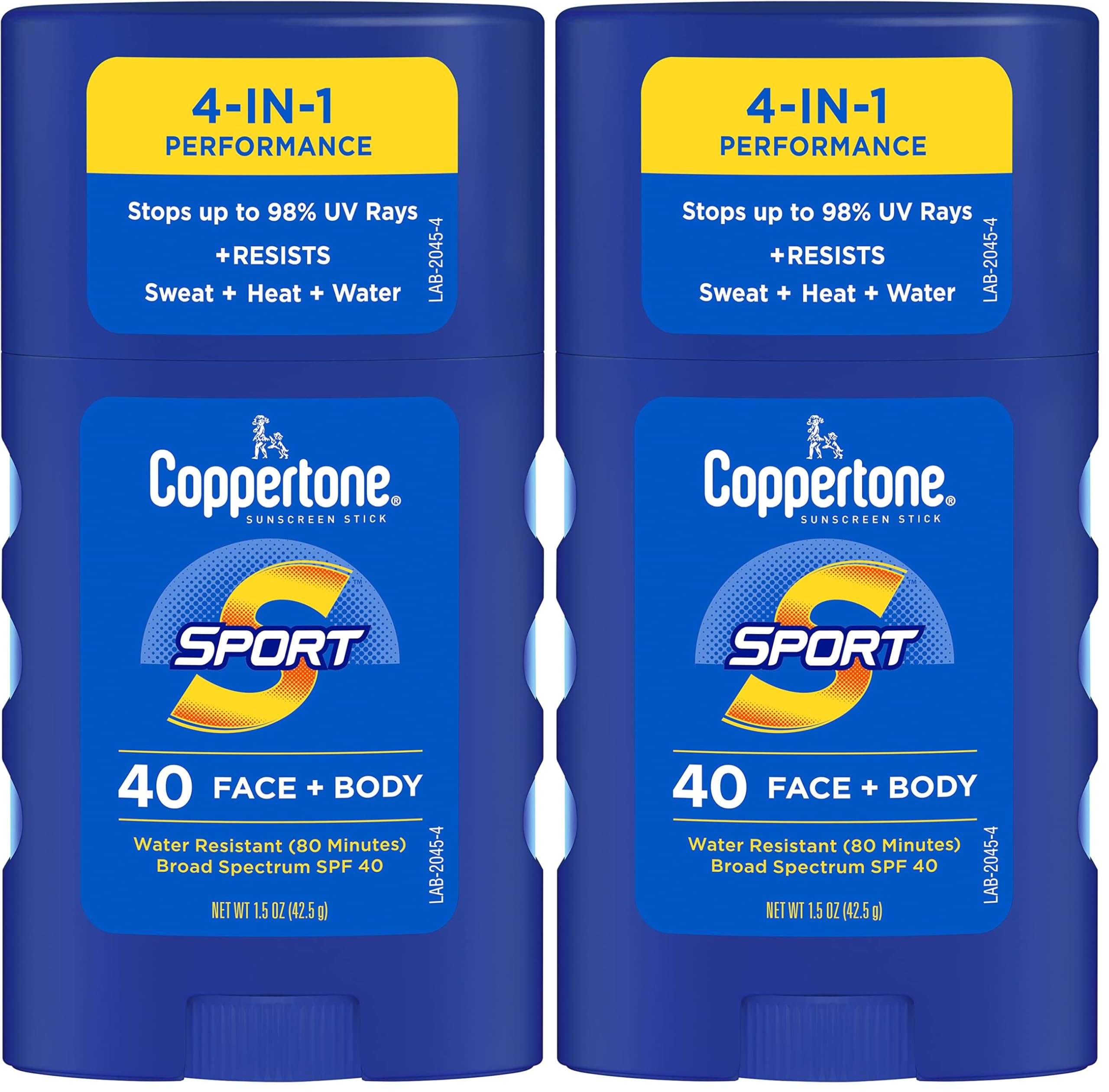 Coppertone Sport Sunscreen Stick SPF 40 Face and Body 1.5 Ounce (Pack of 2) | Water Resistant Travel Size - main product image