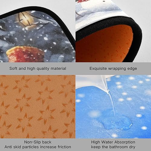 Miniatura 4 de Juego de 2 tapetes de cocina de muñeco de nieve de invierno, tapete de cocina antideslizante para piso, alfombra impermeable para el hogar, oficina,