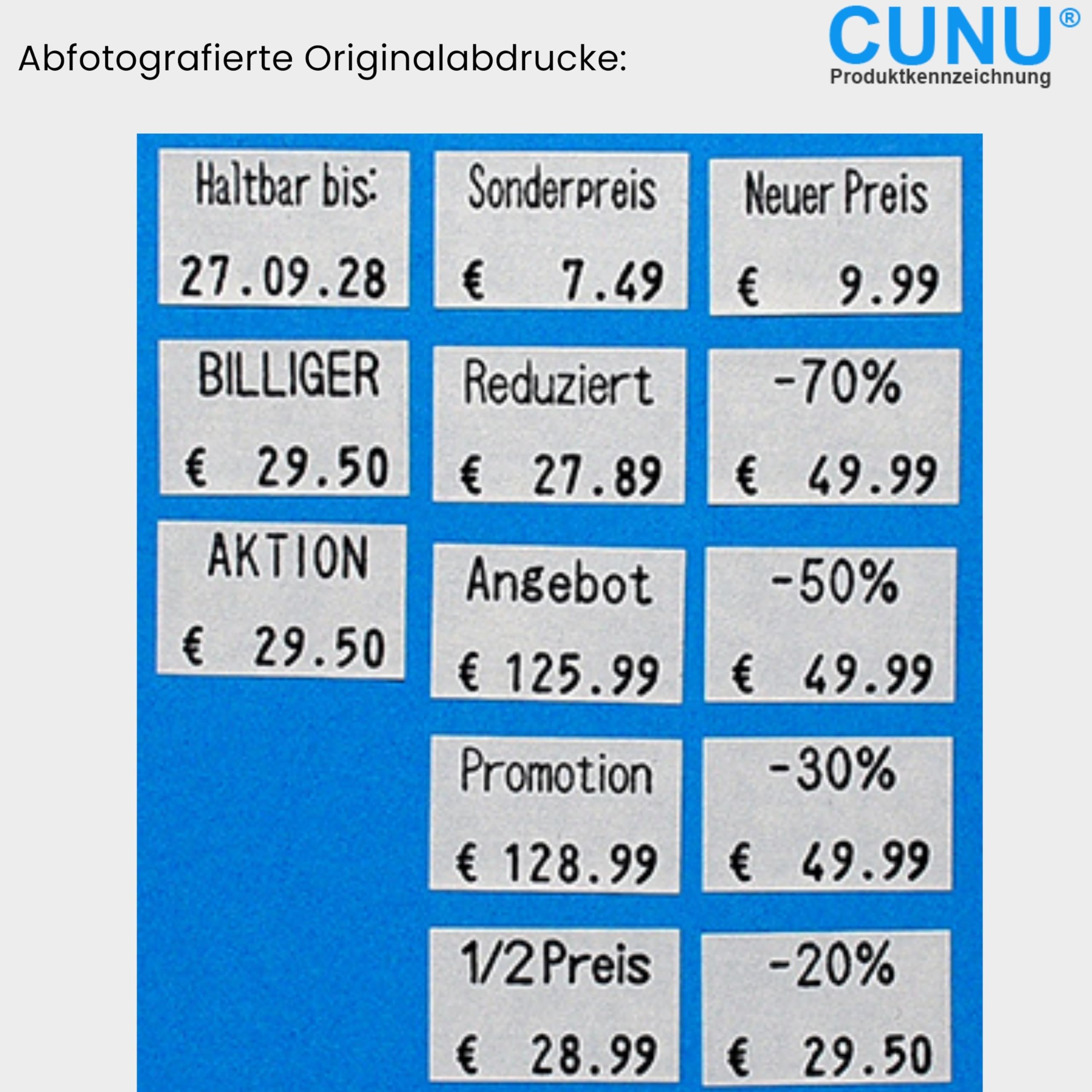 Promo-Preisauszeichner 2-zeilig mit Texten und Zahlen - Datum und Preis Handauszeichner zweizeilig - Etikettiermaschine mit 26x16mm Etiketten - Auszeichner Gerät/Maschine direkt vom Fachhandel
