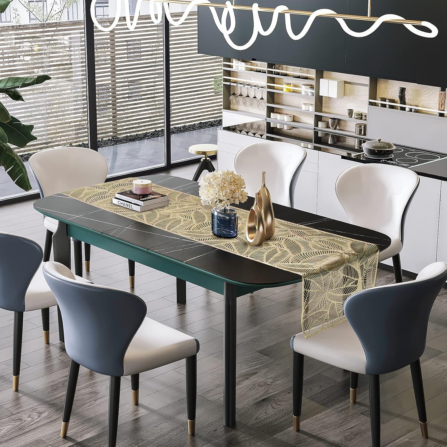 Gold Dining Outdoor Table Runner Easter Spring Summer