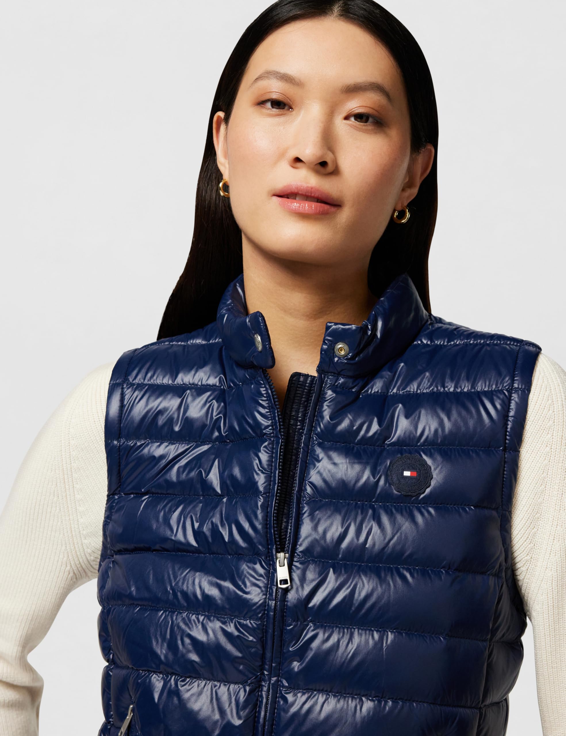 Tommy Hilfiger Veste sans Manches Femme avec Col Mock