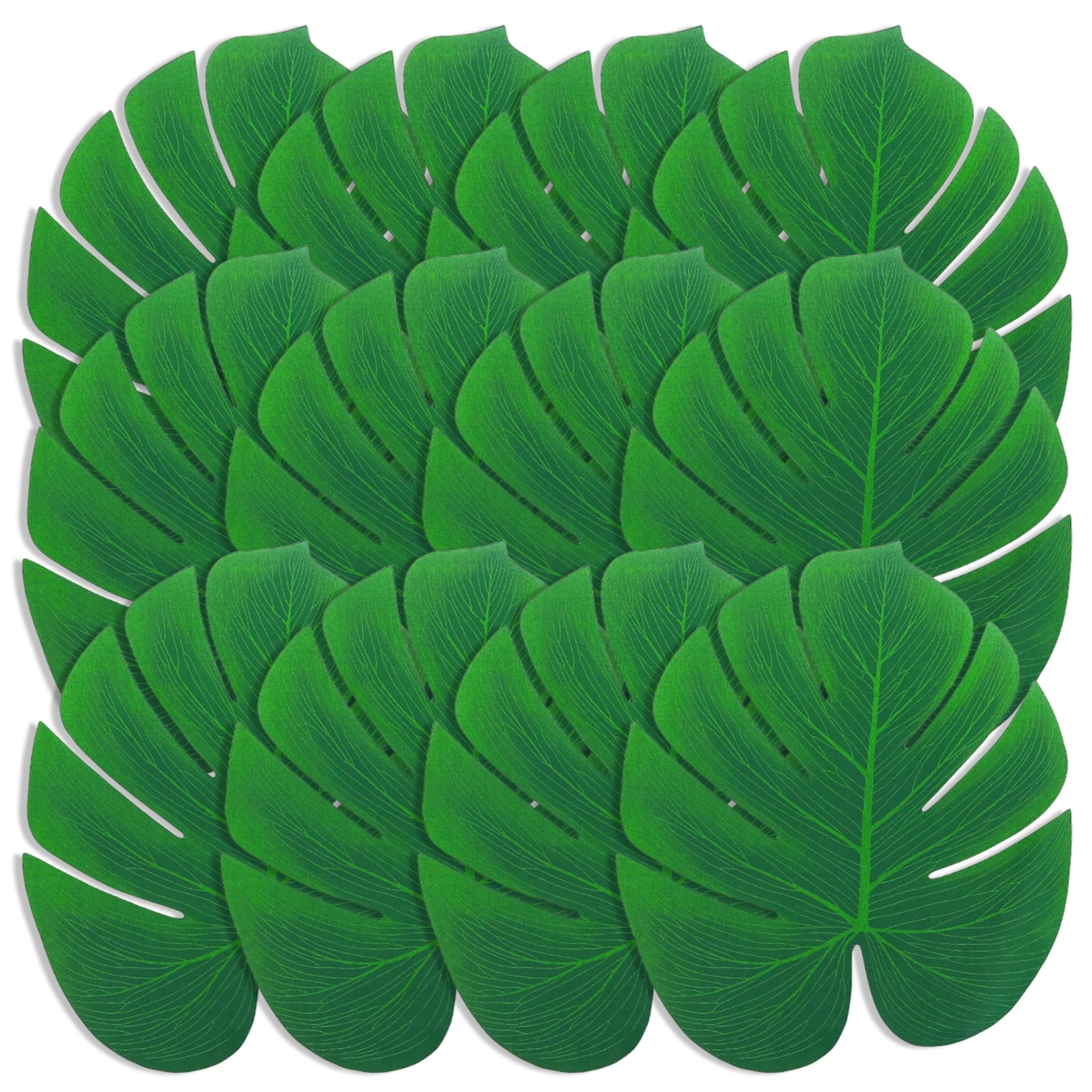 Faticenic 12PCS Monstera Leave, Realistic Artificial Monstera Plant, Faux Tropical Leaves for Jungle, Beach, and Hawaiian Luau Birthday Parties, Green, Tropical Leaves Decor