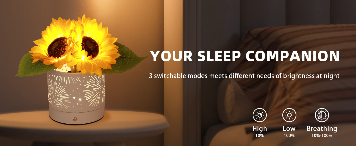 Image of Birthday Gifts for Women,Sunflower Flower Touch Lamp,Rechargeable Cordless Lamp 3-Colour Dimming Night Light for Festival,Restaurant,Bedroom,Office Home Decor Gifts for Women Mom