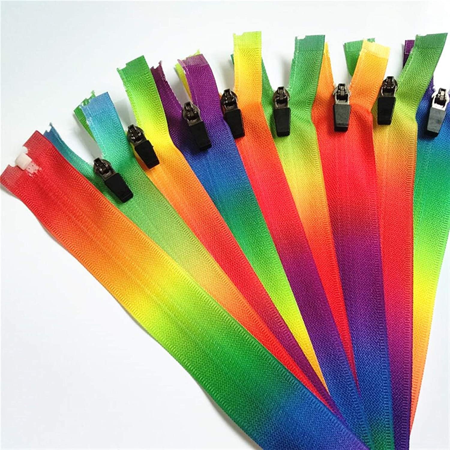 Reißverschluss, Reißverschlüsse 10 Stück 3# Nylon bunter Öffnungsreißverschluss, geeignet for Kleidung, Gepäck, Heimtextilien, 30-60 cm (12-24 Zoll), Zubehör (Color : Colorful, Length : 60cm)