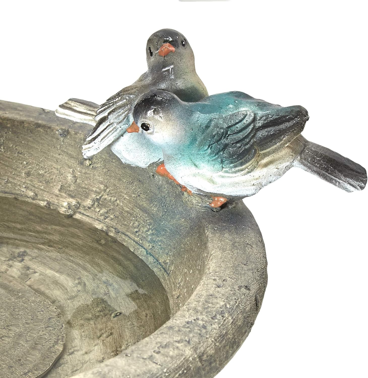 Pemberly Row Bird Bath Outdoor Water Fountain, Polyresin and Fiberglass Construction, Stone Finish, 29 in H x 21 in W x 14 in D, Weatherproof with Pump, Indoor or Outdoor Use
