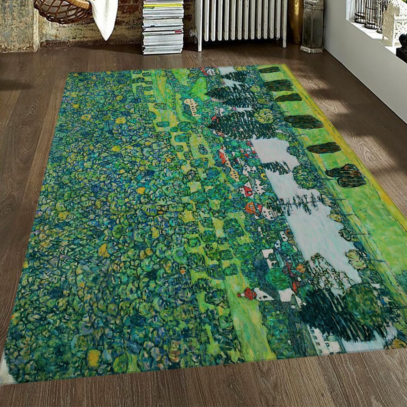 Tapis poils ras facile à nettoyer Gustav Klimt forêt verte 120x180