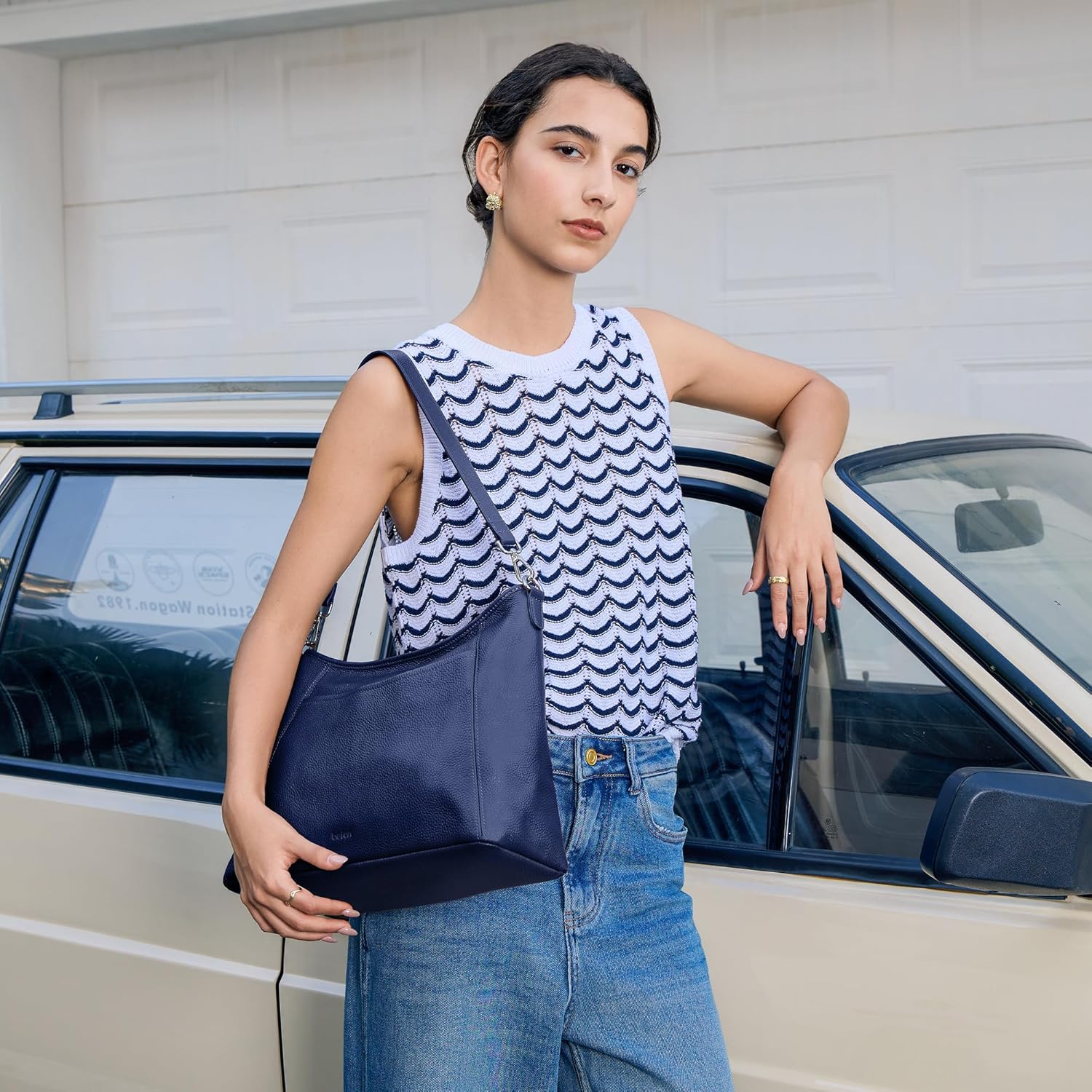 befen Genuine Leather Purse for Women Soft Leather Hobo Crossbody with 2 Detachable Straps Large Womens Purses And Handbags - Image 2