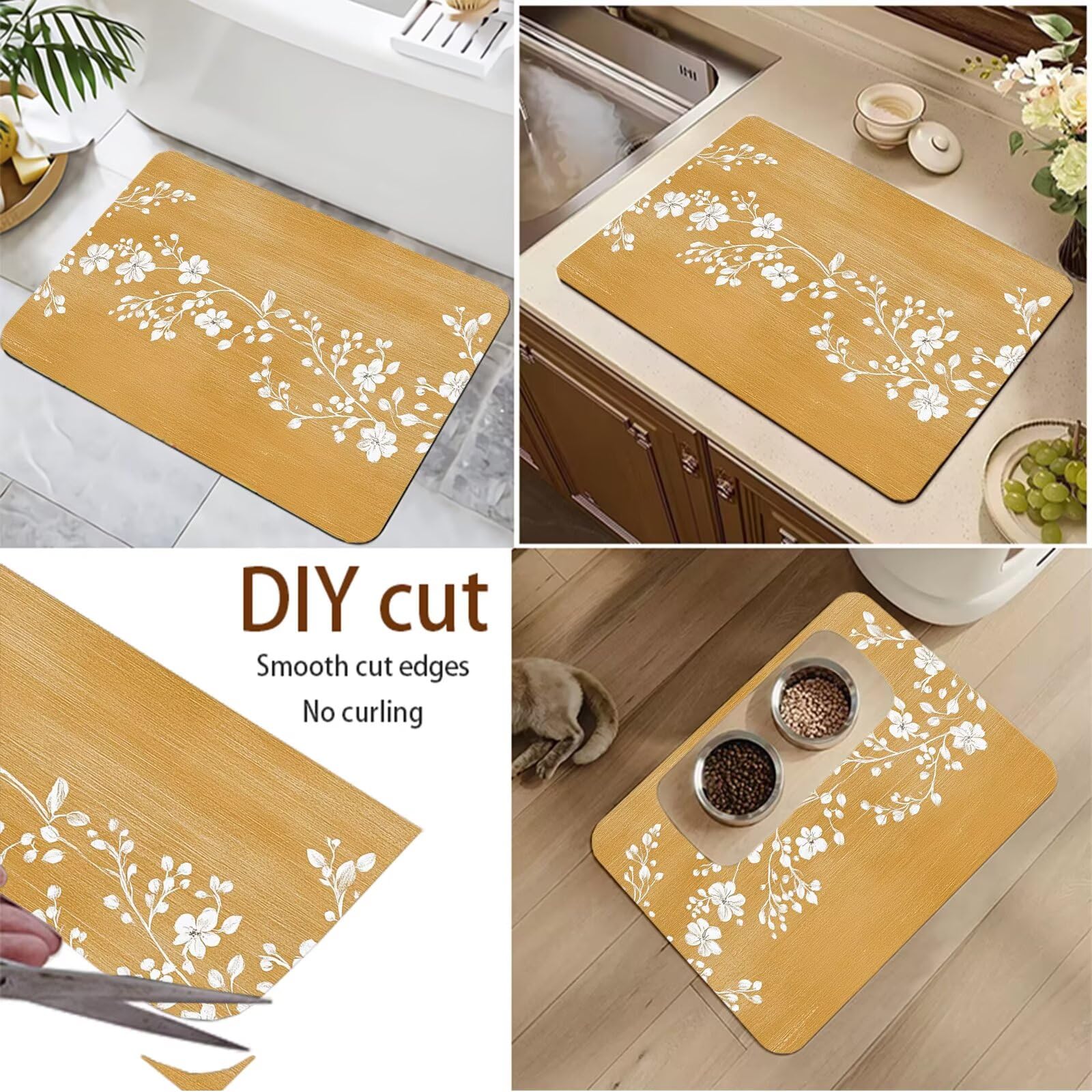 Tappetino da Bagno Antiscivolo Tappeto Bagno Super Assorbente Tappeto Cucina ad Asciugatura Rapida Facile da Pulire Tappetino Doccia Tappeti Cucina per Zerbino Ingresso Interno Giallo 140x200cm 7-1435