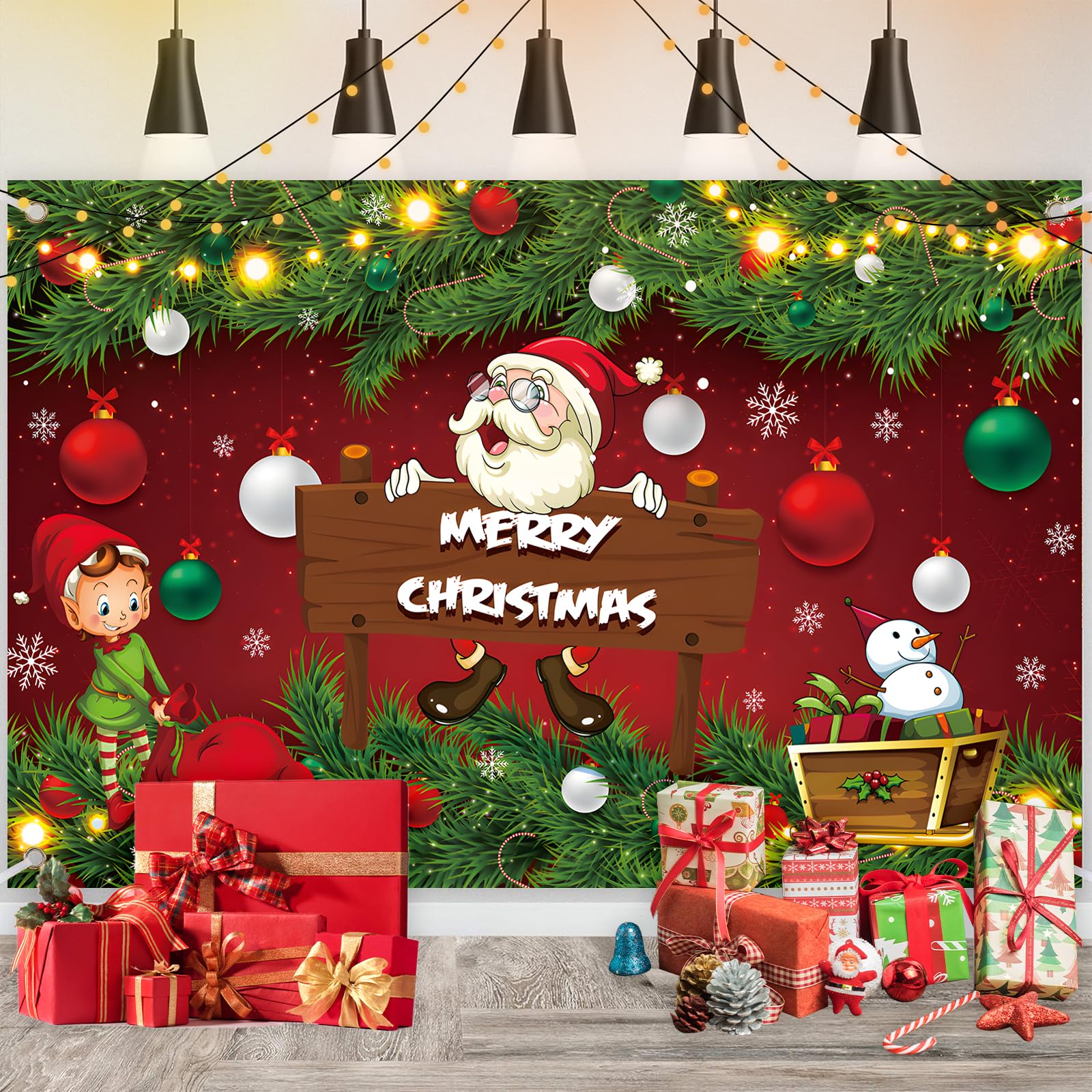 Christmas Garage Door Banner Large Christmas Backdrop Decoration Holiday Vinyl Cover Christmas Door Decorations Garage Banner For Outdoor Indoor Home Nativity Holiday Wall Photo Background (C