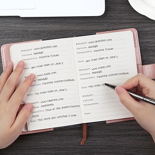 Miniatura 9 de WEMATE Libro de contraseñas con cerradura, libro de contraseñas con pestañas alfabéticas, espacio para más de 600 contraseñas, organizador de