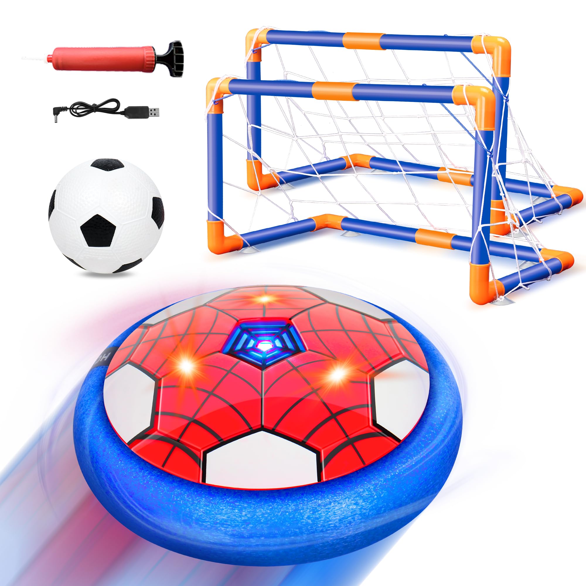 Spider Hover Soccer Ball Set, Rechargeable Hover Ball with LED Lights, Hover Football With Goals
