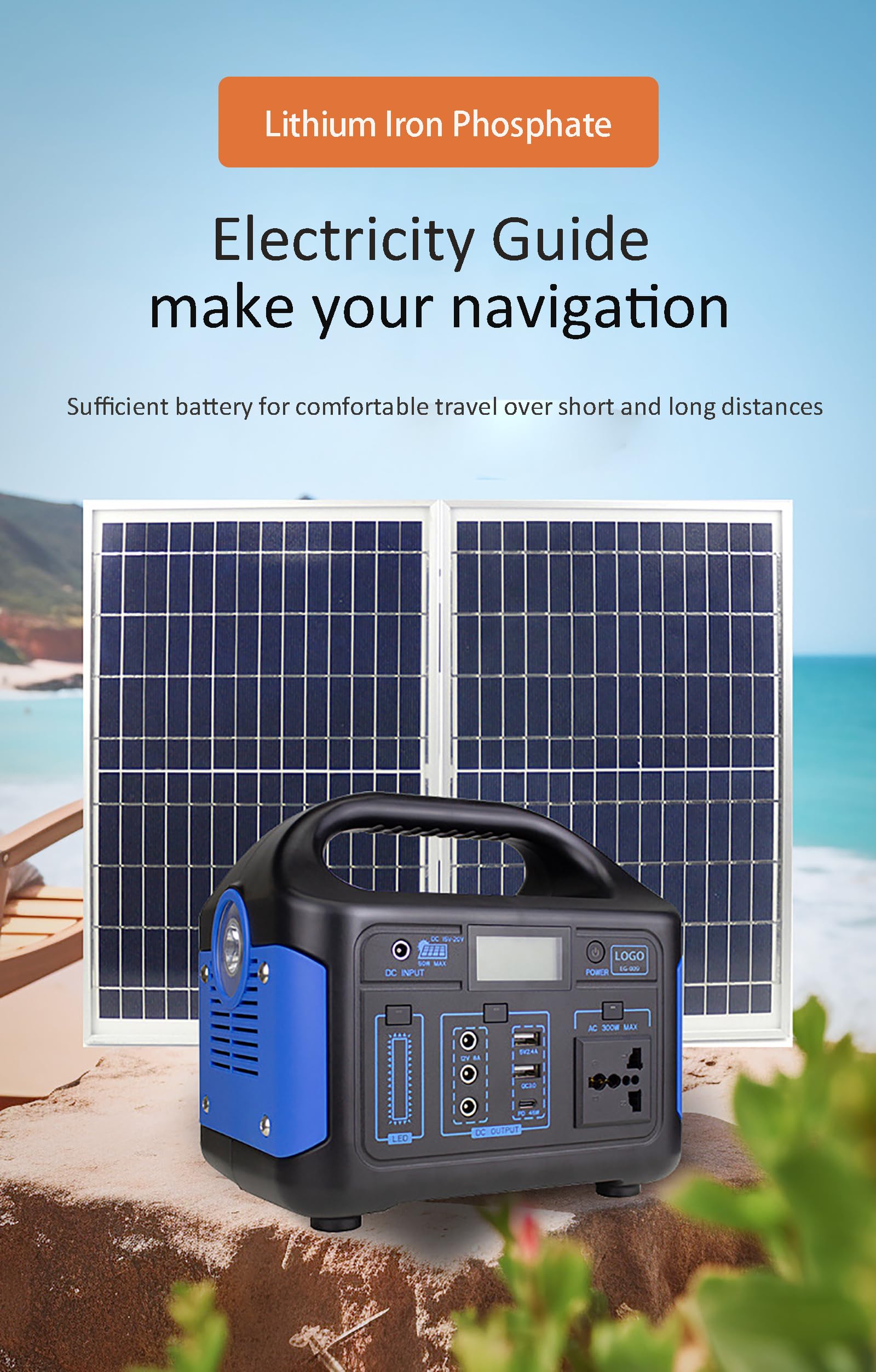 Centrale électrique Portable 300 W, générateur Solaire, Batterie au Lithium, Batterie Externe Portable avec Prise Secteur 100 V-240 V CA, pour Camping, Secours d'urgence