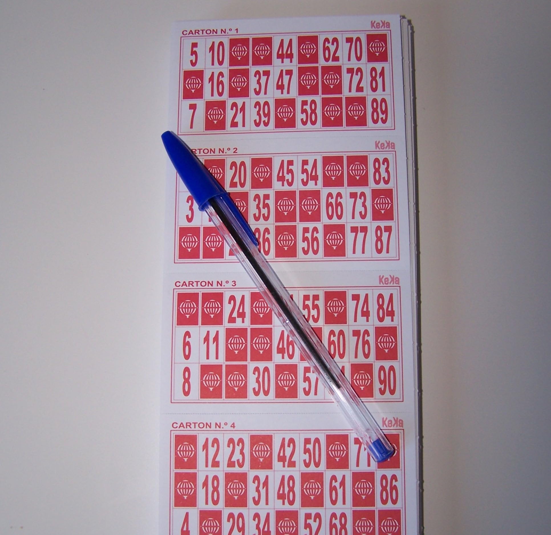 480 Cartones De Bingo Numerados – Bingo De 90 Bolas, Reutilizables, En Tiras De 6, Rojo, 95 X 53 Mm