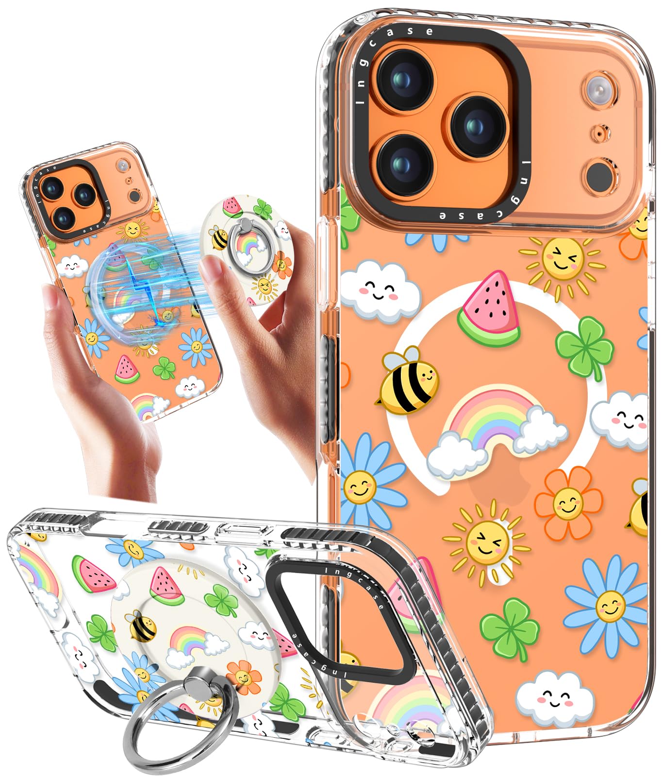 Coque iPhone 17 Pro antichoc TPU évitant les chutes avec support MagSafe