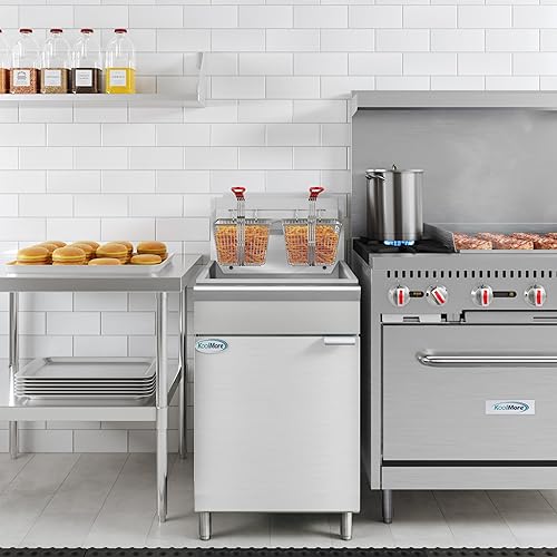 Miniatura 7 de KoolMore Freidora comercial de propano líquido de pie de 75 libras con 150,000 BTU en acero inoxidable, certificación ETL (KM-FDF75-LP)