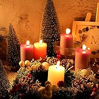 Vista 5 de Cindeer Juego de 5 velas de Adviento de 5 x 8 cm para coronas de Adviento, portavelas, votivas, color morado y rosa, velas de columna perfumadas